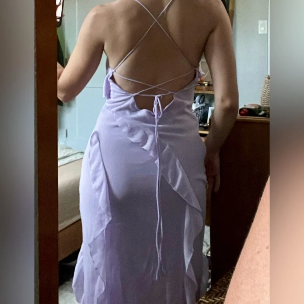 Showpo Lavender Midi Dress with Spaghetti Straps - Picture 3 of 4